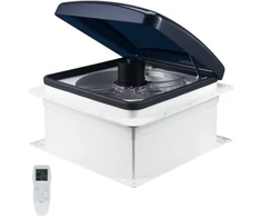 Koduva VEVOR RV stogo ventiliatorius, 12 V, 10 greičių, su nuotoliniu valdymu, dūminis, 41 x 41 x 25 cm