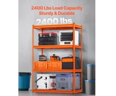 Koduva VEVOR sandėliavimo lentynos, 4 pakopų, 2400 lbs, reguliuojamos metalinės lentynos, 20 x 40 x 60 in, oranžinės