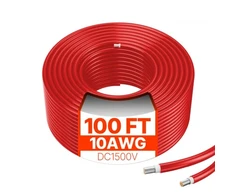 Koduva VEVOR saulės panelės prailginimo kabelis, 30,48 m, 6 mm² / 10AWG, raudonas