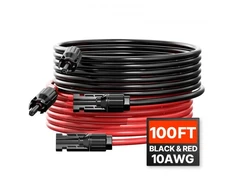 Koduva VEVOR saulės panelių ilgintuvas 30,48 m/100 ft, 6 mm²/10 AWG, juodas + raudonas, 2 vnt.