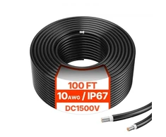 Koduva VEVOR saulės panelių prailginimo kabelis 30,48 m, 6 mm²/10AWG, juodas