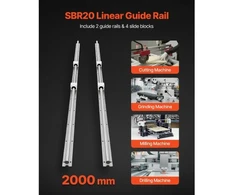 Koduva VEVOR SBR20 linijinių kreiptuvų rinkinys, 2 vnt. 2000 mm, su 4 guoliniais slankikliais