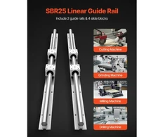 Koduva VEVOR SBR25 linijinių bėgių rinkinys, 2 vnt. 1200 mm, su 4 guoliniais slankikliais