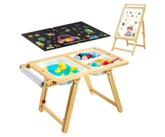 Koduva VEVOR sensorinis stalas vaikams, medinis, su dvipuse lenta, laikymo dėžėmis, 82 x 52 x 51 cm