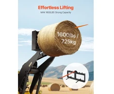 Koduva VEVOR šieno smaigas 49", 1600 lbs, krautuvo ir traktoriaus priedas, su 2 stabilizavimo smaigais