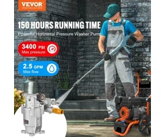 Koduva VEVOR slėginio plovimo siurblys, horizontalus 19 mm velenas, 3400 PSI, 2,5 GPM