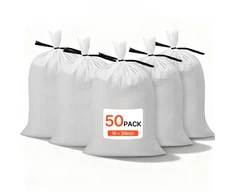 Koduva VEVOR smėlio maišai, 50 vnt., 40 x 66 cm, 22,6kg talpa, su raišteliais, polipropileno