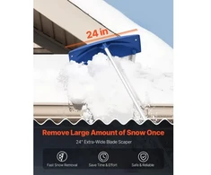 VEVOR Sniego stogo grėblys, 60 cm PP plastiko mentė, reguliuojamas 1,18–5,55 m