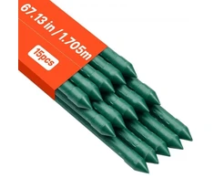 Koduva VEVOR sodo kuoliukai augalams, 15 vnt., 1705 mm, plastiku dengti metaliniai pomidorų kuoliukai