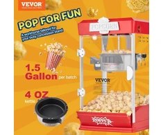 VEVOR Spragėsių aparatas, 480 W, 4 oz katilas, 1,5 gal. partija, stalinis, raudonas