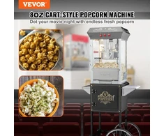 VEVOR Spragėsių aparatas su vežimėliu, 850 W, 8 oz katilas, juodas