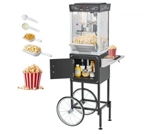 VEVOR Spragėsių aparatas su vežimėliu, 0,2kg, 800 W, juodas