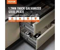 Koduva VEVOR stalčių bėgeliai, 6 poros, 406,4 mm, šoninis montavimas, pilno ištraukimo, minkšto uždarymo