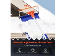 VEVOR Stogo sniego grėblys, 27 cm aliuminio ašmenys, reguliuojamas 1,25–5,24 m