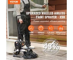 Koduva VEVOR stovinis beorisis dažų purkštuvas su vežimėliu, 750 W, 3000 psi