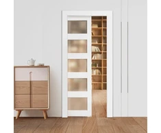 Koduva VEVOR stumdomos durys su matinio stiklo intarpais, 915 x 2035 mm, baltos