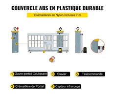 VEVOR Stumdomų vartų automatika, 1800 kg, 7 m, su 4 nuotolinio valdymo pultais ir programėle