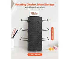 Koduva VEVOR sukamasis pegboard stovas, 18,8 x 18,8 x 42,6 cm, 4 pusių, 24 kabliukai, juodas