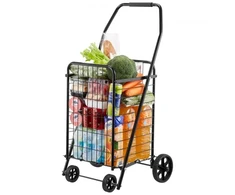 Koduva VEVOR sulankstomas pirkinių vežimėlis su pasukamais ratukais, 40,8kg, juodas