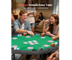 Koduva VEVOR sulankstomas pokerio stalas, 8 žaidėjams, 1220 mm, su paminkštintais kraštais ir puodelių laikikliais