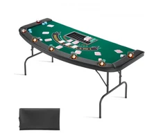 VEVOR Sulankstomas pokerio stalas, 7 žaidėjų, 1828,8 mm, su paminkštintais kraštais ir puodelių laikikliais