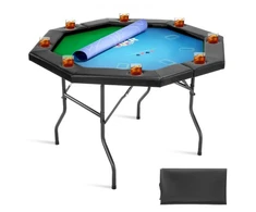 VEVOR Sulankstomas pokerio stalas, 8 žaidėjams, 1220 mm, šešiakampis, su paminkštintais kraštais ir puodelių laikikliais