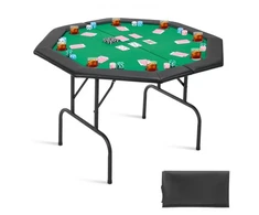 Koduva VEVOR sulankstomas pokerio stalas, 8 žaidėjams, 1220 mm, su paminkštintais kraštais ir puodelių laikikliais