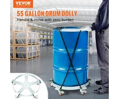 Koduva VEVOR sunkios apkrovos būgnų vežimėlis, 208,2 l, 567 kg keliamoji galia, plieno rėmas, 5 pasukami ratukai