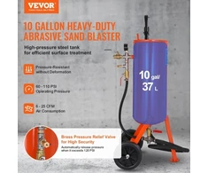 Koduva VEVOR sunkus smėliavimo bakas, 37,9 l, 60–110 PSI, su 2 antgaliais ir 2,3 m žarna