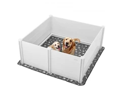 Koduva VEVOR šunų vados dėžė, 1520 x 1520 x 610 mm, PVC plastikas, reguliuojamo aukščio durys, plaunamas kilimėlis, pieno baltumo