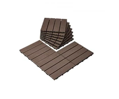 Koduva VEVOR susijungiančios terasos plytelės, plastiko ir medienos kompozitas, 27 vnt., 12"x12", tamsiai rudos