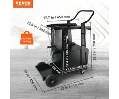 Koduva VEVOR suvirinimo vežimėlis, 2 lygių, su užrakinama spinta, 120,2kg, 360° pasukamais ratukais