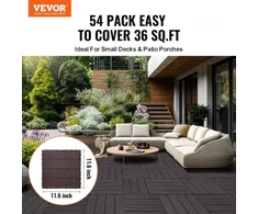 Koduva VEVOR tarpusavyje sujungiamos lauko terasos plytelės, 54 vnt., 300 x 300 mm, tamsiai rudos