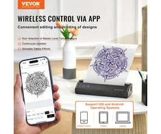 Koduva VEVOR tatuiruotės trafareto spausdintuvas, belaidis Bluetooth, su 10 trafaretinių lapų