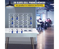 Koduva VEVOR telefonų saugojimo spintelė, 20 skyrių, skaidri, akrilinė, su spynomis ir raktais, sieninė