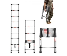 VEVOR Teleskopinės kopėčios MF-STL260, nerūdijantis plienas, 2540 mm, 9 pakopos