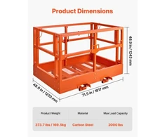 Koduva VEVOR tinklelinė telehandlerio darbo platforma, 1817 x 1220 mm, 907,18 kg, anglinio plieno
