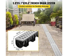 Koduva VEVOR tranšėjinis drenažo sistema su metalinėmis grotelėmis, 150x130 mm, 3 vnt.