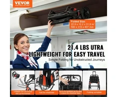 Koduva VEVOR transportavimo vežimėlis neįgaliesiems, sulankstomas, aliuminio lydinio, 45,7 cm sėdynė
