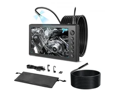 Koduva VEVOR trigubo objektyvo endoskopas su dvigubu kabeliu, 7" HD IPS padalintas ekranas, 8+2 LED, 8X priartinimas, 5000 mAh, IP67, 5 m + 3 m