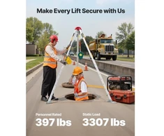 Koduva VEVOR trikojis komplektas darbui uždarose erdvėse, 544 kg gervė, 1,25 m reguliuojamos kojos, 19,8 m trosas