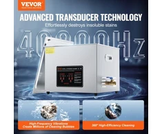 VEVOR Ultragarsinė valymo mašina, 15 l, 360 W, su laikmačiu ir šildytuvu, 40 kHz, su krepšiu