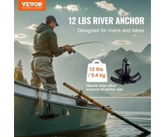 Koduva VEVOR upės inkaras, 12 lb, ketaus, juodas, vinilu dengtas, su apkaba