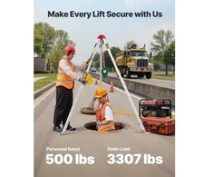Koduva VEVOR uždarų erdvių trikojis rinkinys, 544 kg gervė, 1,25 m reguliuojamos kojos, 30 m trosas, 1,34–2,15 m darbinis aukštis