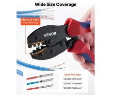 Koduva VEVOR užspaudimo įrankis FSE-2546B, 2,5-6 mm², su 10 porų saulės jungčių, 10 porų kabelių jungčių, veržliarakčiais ir dėklu