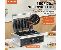 VEVOR Vaflių kepimo aparatas, 6 vnt., 1500 W, sidabrinis, HT-119