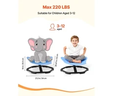 VEVOR Vaikų sukamasis kėdės žaislas, dramblio formos, mėlyna, 220 lbs