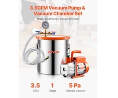 Koduva VEVOR vakuuminės kameros ir siurblio rinkinys, 19 l, 100 l/min, nerūdijančio plieno kamera, akrilinis dangtis