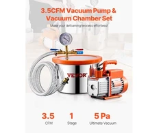 Koduva VEVOR vakuuminės kameros ir siurblio rinkinys, 5,7 l, 100 l/min, nerūdijančio plieno, su akriliniu dangčiu