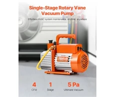 VEVOR Vakuuminis siurblys 113 l/min (4 CFM), vienpakopis, R134a R22 R410a sistemoms, su alyvos buteliuku
